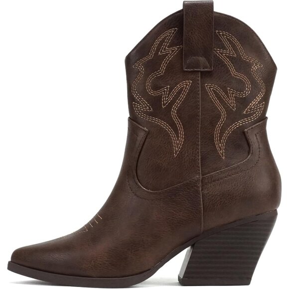 Blazing Ankle Boot Women Brown Pointe Toe Low Heel - Picture 1 of 4